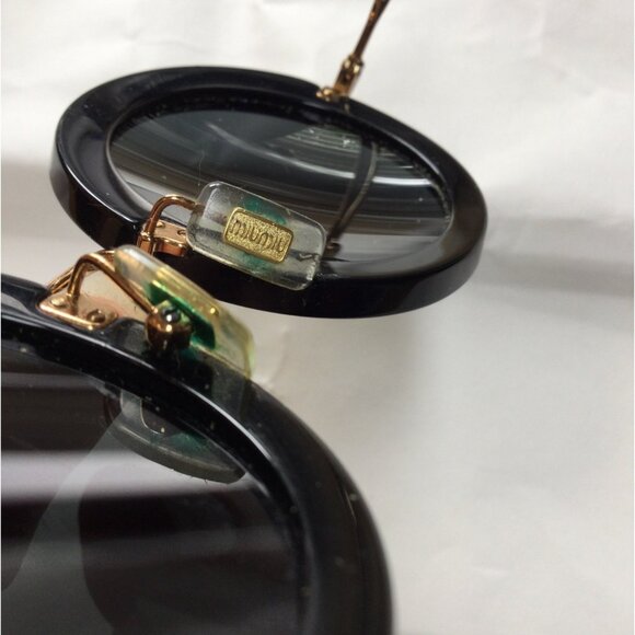 Miu Miu Round Black Sunglasses Made In Italy Gold Metal Arms CE UV Protection - Picture 13 of 15